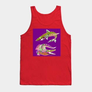 the shark and the crocodile ecopop pattern in the wild Tank Top